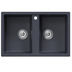 Мойка ML-GM23 КОМФОРТ двухчашевая, антрацит (343), 770*500*190мм - 00-00009455