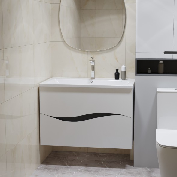 Тумба д/ванной &amp;quot;Лайф-80&amp;quot; подвесная  под раковину Марго-80 (MIXLINE) (ПВХ) - 553033 