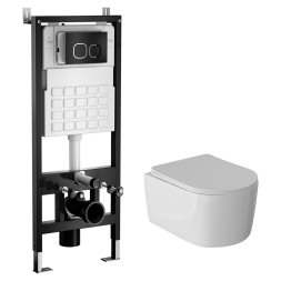 Комплект WAVE Система инсталляции МЕХАНИКА+унитаз &amp;quot;SOLO&amp;quot;+квадратная кнопка А2 черная - 553966 