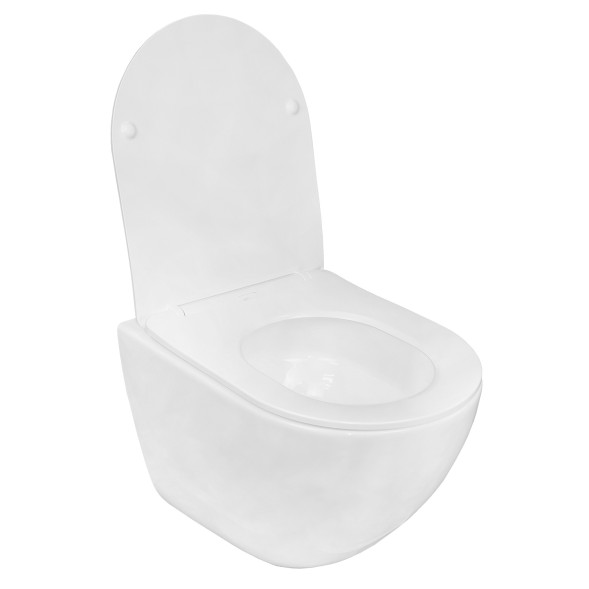 Унитаз подвесной Azario Trevi 495х360х390 безободковый, слив &amp;quot;ТОРНАДО&amp;quot;, в комплекте с сидением микролифт, белый (AZ-0093UQ3)