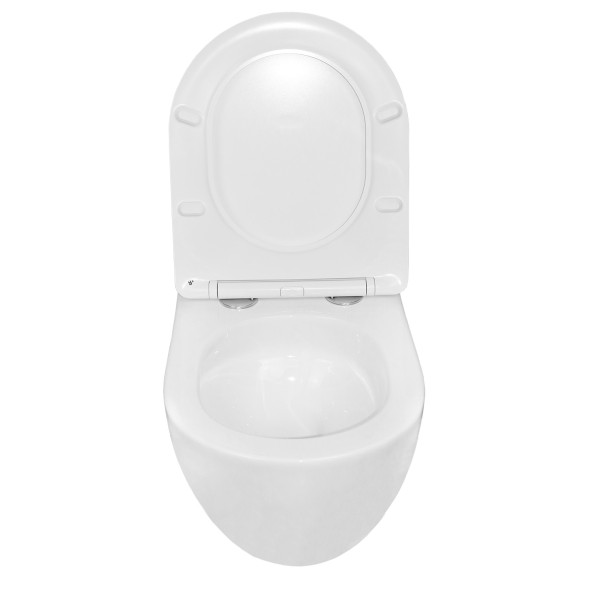 Унитаз подвесной Azario Trevi 495х360х390 безободковый, слив &amp;quot;ТОРНАДО&amp;quot;, в комплекте с сидением микролифт, белый (AZ-0093UQ3)