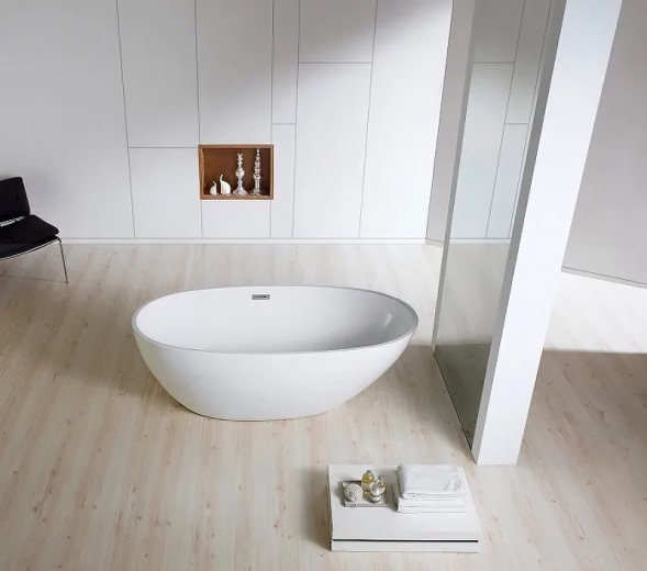 Ванна акриловая Azario LEEDS 1685х840х580, свободностоящая, в комплекте с сифоном и металлической рамой (LEE17085)