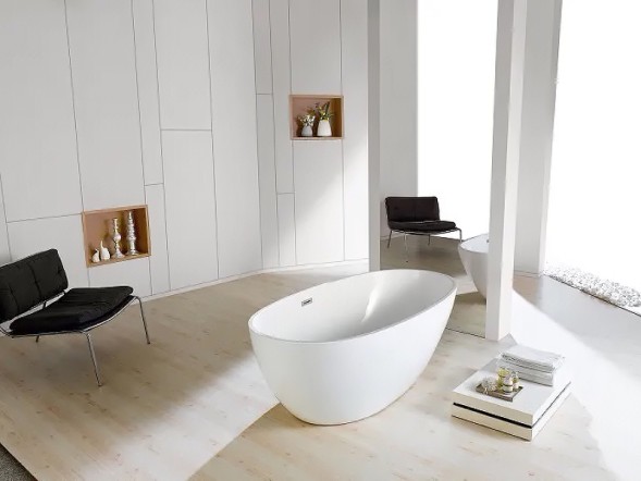 Ванна акриловая Azario LEEDS 1685х840х580, свободностоящая, в комплекте с сифоном и металлической рамой (LEE17085)