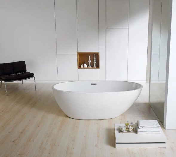 Ванна акриловая Azario LEEDS 1685х840х580, свободностоящая, в комплекте с сифоном и металлической рамой (LEE17085)