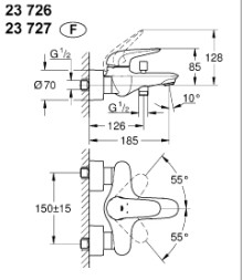 Смеситель для ванны GROHE Eurostyle, белая луна (23726LS3)