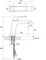 Смеситель для раковины Ravak Classic CL 012.00, однорычажный, без донного клапана, хром (X070080)