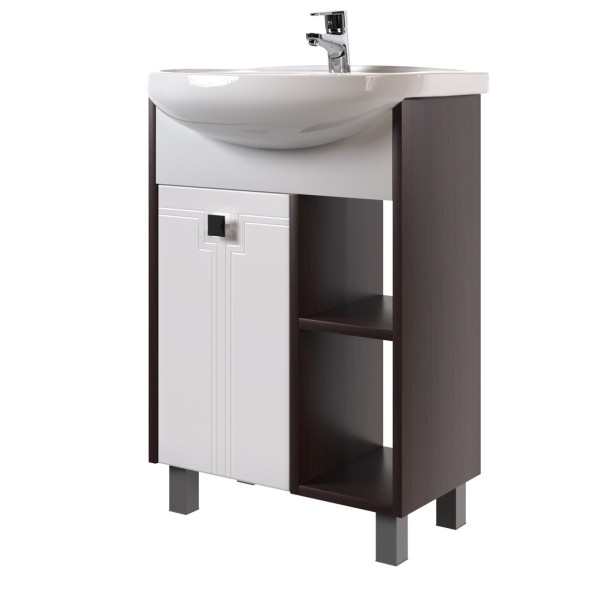 Тумба д/ванной &amp;quot;БОСКО-65&amp;quot; белая/венге под раковину Best-65 (Sanita Lux)(ПВХ) - 550331 