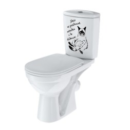 Унитаз-компакт &amp;quot;Комфорт&amp;quot; Декор &amp;quot;Кот на заседании&amp;quot; (кос,ниж,сид. полип.,2-кн.арм)   (Rosa) - 4627094094300 