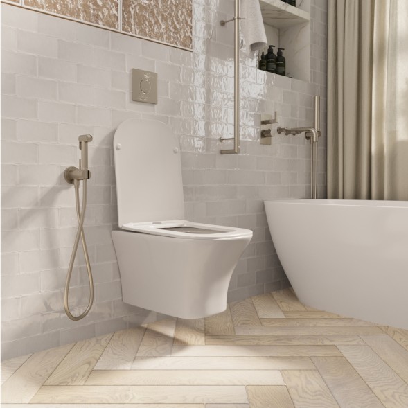 Унитаз подвесной безободковый WAVE CITY сид. дюропласт, м/л, быстр, БЕЛЫЙ глянец (L) - 550502 