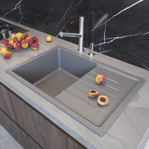 Мойка ML-GM19 КОМФОРТ с крылом, темно-серая (309), 750*500*200мм - 00-00009411 