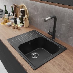 Мойка ML-GM18 КОМФОРТ с крылом, черная (308), 640*490*190мм - 00-00009387