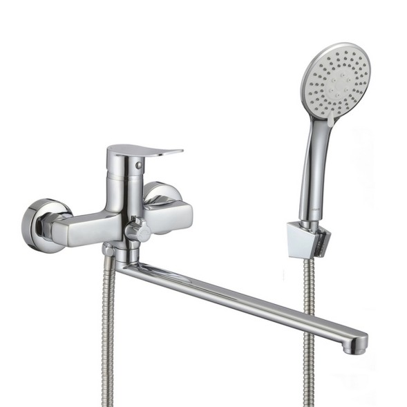 Смеситель для ванны и раковины 35к Milardo DEMSB00M10 &amp;quot;Demi&amp;quot; с душ аксессуарами, излив 350мм,ХРОМ - DEMSB00M10 