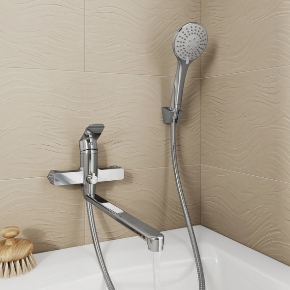 Смеситель для ванны и раковины 35к Milardo DEMSB00M10 &amp;quot;Demi&amp;quot; с душ аксессуарами, излив 350мм,ХРОМ - DEMSB00M10 