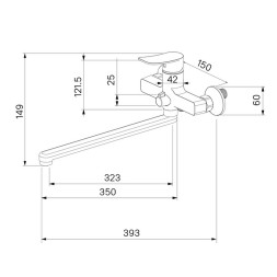 Смеситель для ванны и раковины 35к Milardo DEMSB00M10 &amp;quot;Demi&amp;quot; с душ аксессуарами, излив 350мм,ХРОМ - DEMSB00M10 