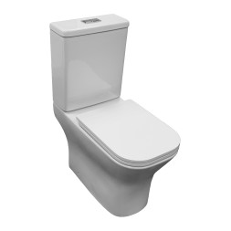 Унитаз напольный Azario Milagro безободковый система смыва Tornado, сиденье микролифт 640х370х405 (AZ-8502)