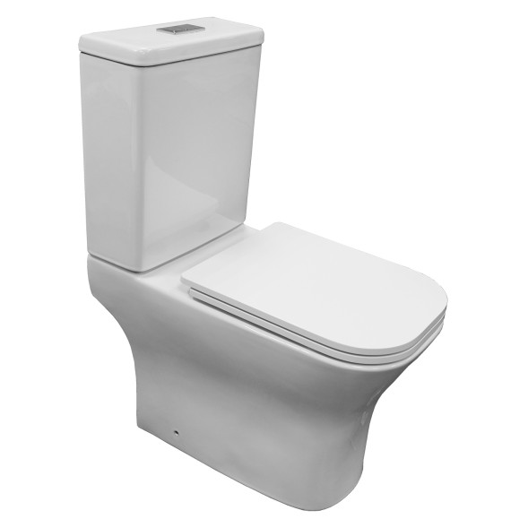 Унитаз напольный Azario Milagro безободковый система смыва Tornado, сиденье микролифт 640х370х405 (AZ-8502)