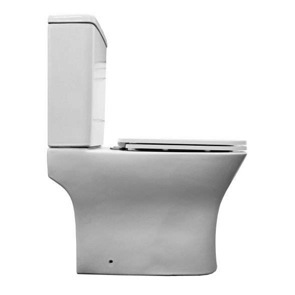 Унитаз напольный Azario Milagro безободковый система смыва Tornado, сиденье микролифт 640х370х405 (AZ-8502)