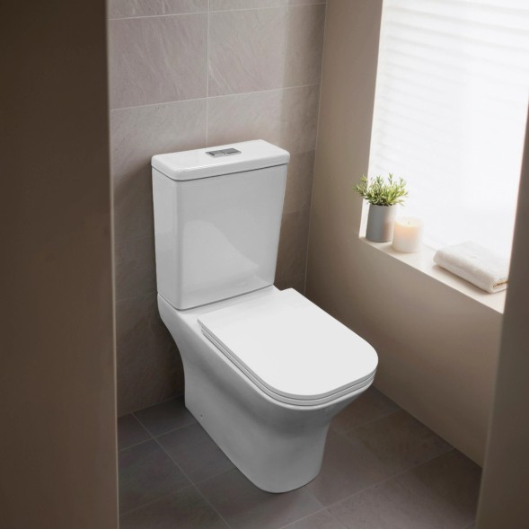 Унитаз напольный Azario Milagro безободковый система смыва Tornado, сиденье микролифт 640х370х405 (AZ-8502)