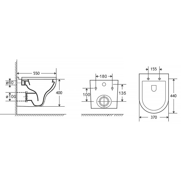 Унитаз подвесной Azario STELLA 370х400х550 ободковый, с быстросъемным сидением микролифт, белый (AZ-VT005+AZ-VT005sc)