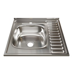 Мойка 60х60 (0,8) лев вып 3 1/2 MIXLINE 18см  с сифоном - 528018 