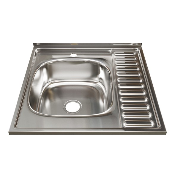 Мойка 60х60 (0,8) лев вып 3 1/2 MIXLINE 18см  с сифоном - 528018 