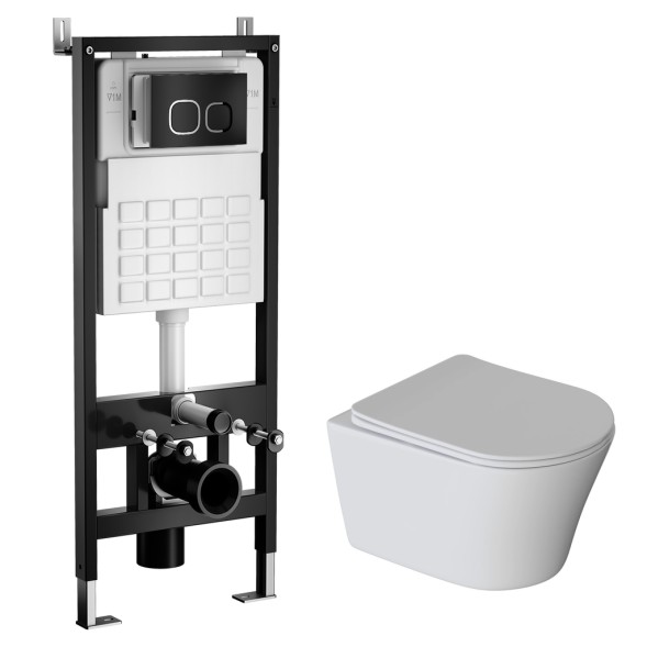 Комплект WAVE Система инсталляции МЕХАНИКА+унитаз &amp;quot;TREND&amp;quot;+квадратная кнопка А2 черная - 553970 