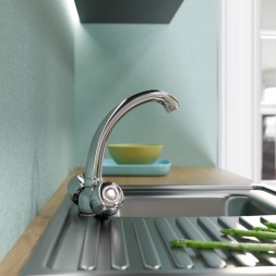 Смеситель для кухни 1/2 кер. MIXLINE ML02-032 низкий излив п/гайку (без подводки) - ML02-032 