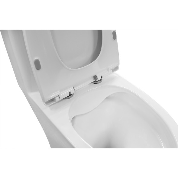 Унитаз-моноблок Azario ANSA 385х695x775 безободковый, в комплекте с сиденьем дюропласт микролифт, белый (AZ-2301)