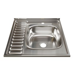 Мойка 60х60 (0,8) прав вып 3 1/2 MIXLINE 18см  с сифоном - 528019 