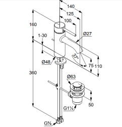 Смеситель для раковины KLUDI BOZZ однорычажный, хром (382660576)