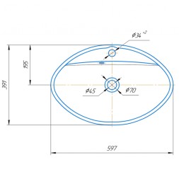 Раковина накладная на столешницу &amp;quot;Гамма-60*39&amp;quot; ш*г овал, с отв. под смеситель  (Kirovit) -  