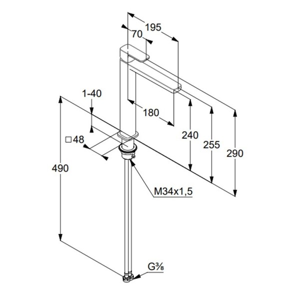 Смеситель для раковины-чаши KLUDI RENON керамический картридж, высокий излив, однорычажный, белый матовый (422985375)