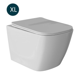 Унитаз подвесной безободковый WAVE QUADRO сид. дюропласт, м/л, быстр, БЕЛЫЙ глянец (XL) - 550506