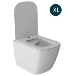 Унитаз подвесной безободковый WAVE QUADRO сид. дюропласт, м/л, быстр, БЕЛЫЙ глянец (XL) - 550506