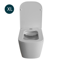 Унитаз подвесной безободковый WAVE QUADRO сид. дюропласт, м/л, быстр, БЕЛЫЙ глянец (XL) - 550506