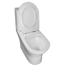 Унитаз-моноблок Azario Terni 350х670х760 напольный, безободковый, горизонтальный слив, сиденье дюропласт микролифт, цвет - белый мрамор (AZ-8618M)