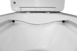 Унитаз-моноблок Azario Terni 350х670х760 напольный, безободковый, горизонтальный слив, сиденье дюропласт микролифт, цвет - белый мрамор (AZ-8618M)