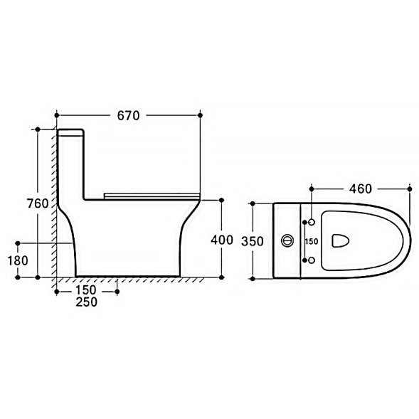 Унитаз-моноблок Azario Terni 350х670х760 напольный, безободковый, горизонтальный слив, сиденье дюропласт микролифт, цвет - белый мрамор (AZ-8618M)