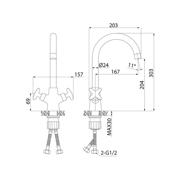 Смеситель для кухни 1/2 кер  IDDIS ACRSB00i05 &amp;quot;Acros&amp;quot; высокий пов. излив ХРОМ - ACRSB00i05 
