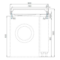 Раковина Aquaton Рейн 80 L на стиральную машину, графит (1A72113KRW210)