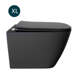 Унитаз подвесной безободковый WAVE QUADRO сид. дюропласт, м/л, быстр, ЧЕРНЫЙ матовый (XL) - 550505