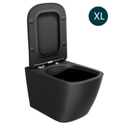 Унитаз подвесной безободковый WAVE QUADRO сид. дюропласт, м/л, быстр, ЧЕРНЫЙ матовый (XL) - 550505
