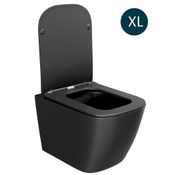 Унитаз подвесной безободковый WAVE QUADRO сид. дюропласт, м/л, быстр, ЧЕРНЫЙ матовый (XL) - 550505
