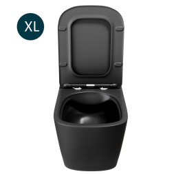 Унитаз подвесной безободковый WAVE QUADRO сид. дюропласт, м/л, быстр, ЧЕРНЫЙ матовый (XL) - 550505