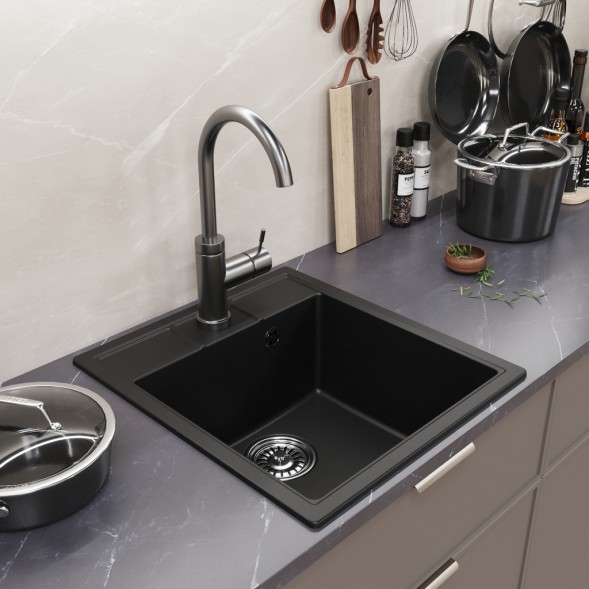 Мойка ML-GM28 КОМФОРТ ультра-черная (344), 450*500*190мм - 00-00009492 