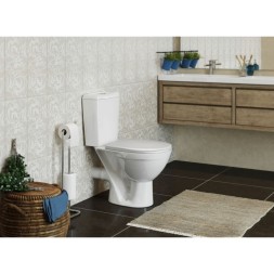 Унитаз-компакт &amp;quot;Соло Люкс м/лифт&amp;quot; белый (гориз, нижн, сид. полип. м/лифт, 2-кн.арм.) (Rosa) - 4640021062142 