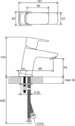 Смеситель для раковины Ravak 10° Free black-TD F 012.20 керамический картридж, черный матовый (X070148)
