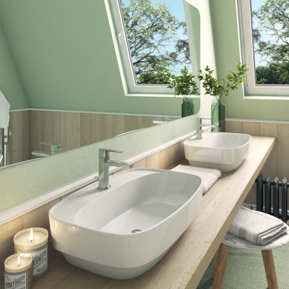 Раковина накладная на столешницу &amp;quot;Купер-65*43&amp;quot; ш*г, с отв. под смеситель (Kirovit) -  