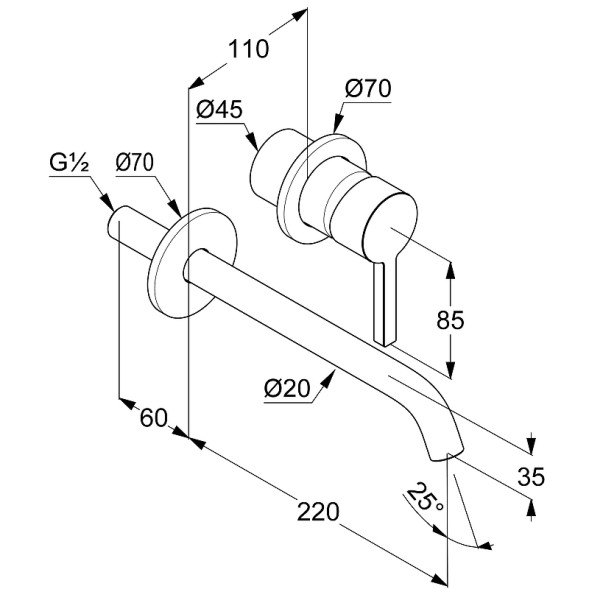 Смеситель для раковины Kludi Nova Fonte Pura внешняя часть, длина излива 22 см., черный матовый (202453915)