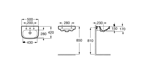 Раковина Roca DEBBA 500x420х170 мм, уст.компл. (7.3279.9.600.Y)